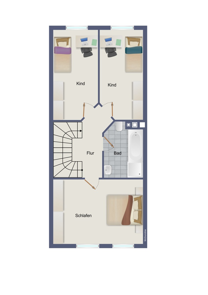 Obergeschoss Reihenendhaus B�chen