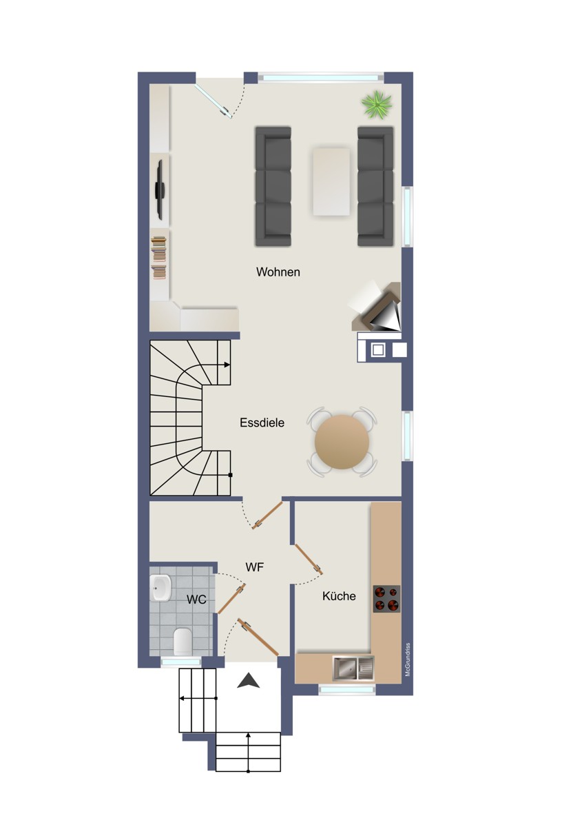 Erdgeschoss Reihenendhaus B�chen