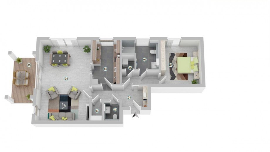 Grundrissvorschlag f�r 2-Zimmer Variante Wohnung Wohltorf