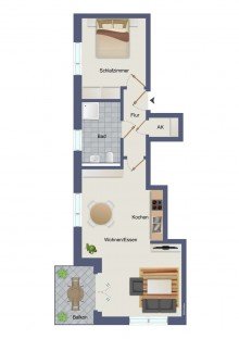 Wohnung 3 Wohnen in seiner sch�nsten Form - Gut geschnittene 2-Zimmer-Wohnung mit Terrasse